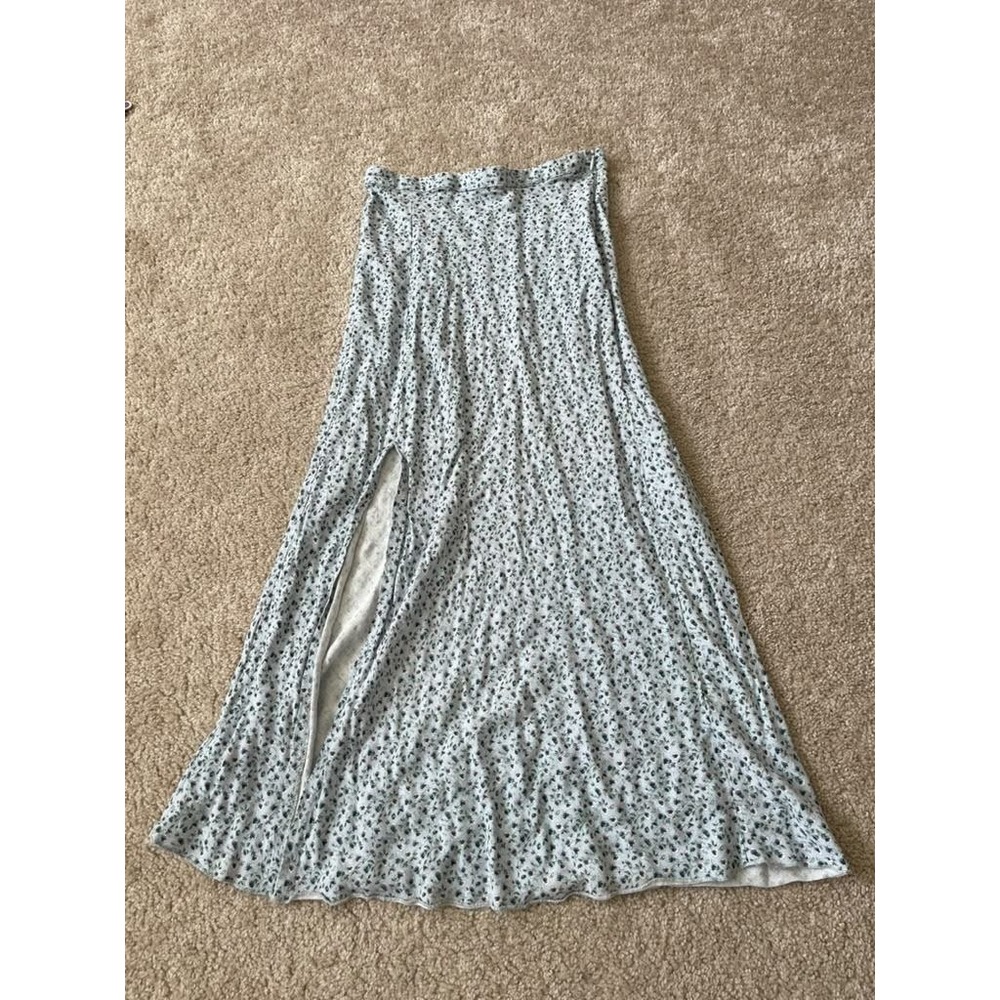 Urban Outfitters XS Blue Ditsy Floral High Slit Viscose Midi Skirt